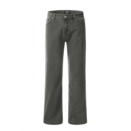 Men's Worn Denim Straight-leg Trousers