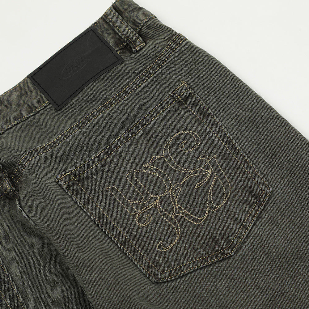 Men's Worn Denim Straight-leg Trousers