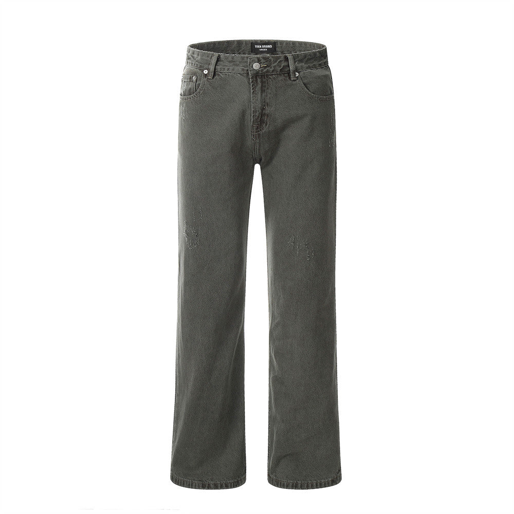 Men's Worn Denim Straight-leg Trousers