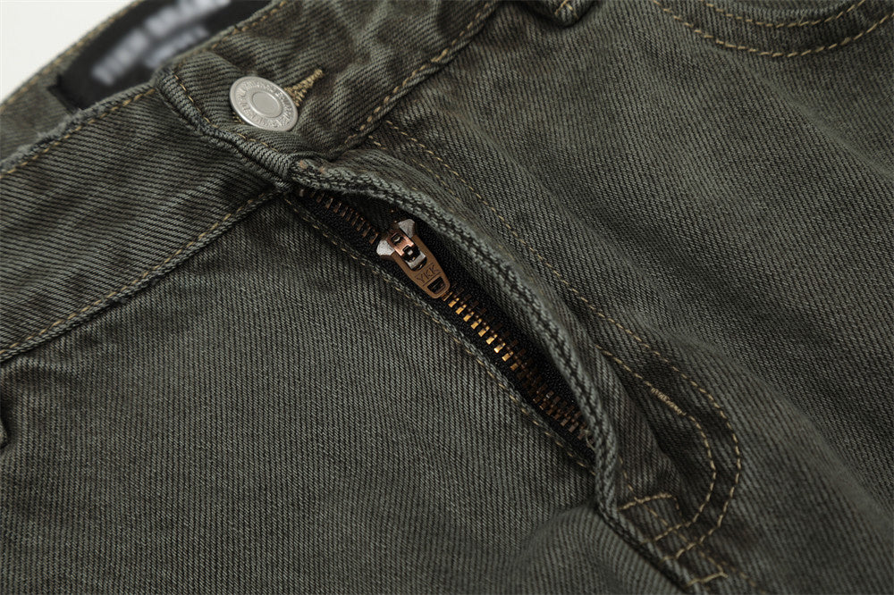 Men's Worn Denim Straight-leg Trousers