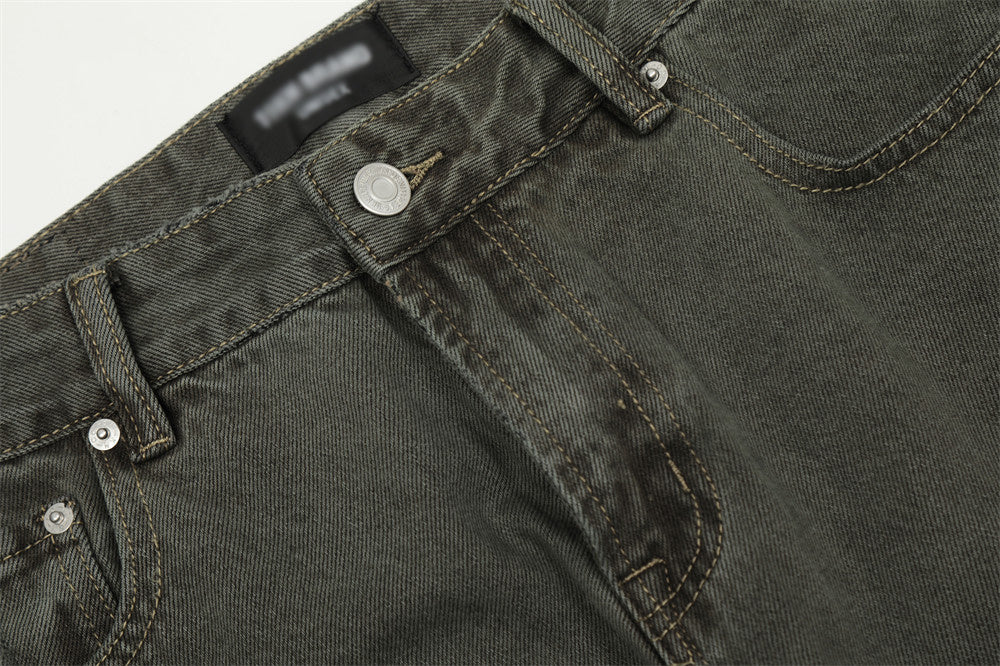 Men's Worn Denim Straight-leg Trousers